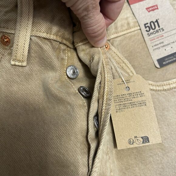 NWT Levis Shorts Womens 27 Tan 501 Button Fly Cut Off High Rise Jean Denim - Picture 3 of 12